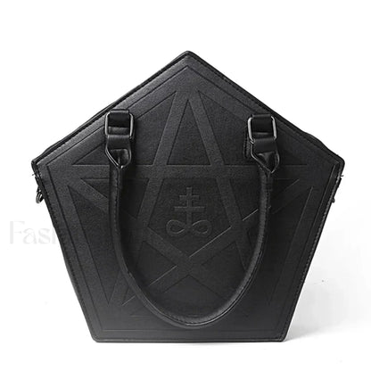 Pentagram Darkness Gothic Soft Leather High Quality Chain Bag Black / (30cm
