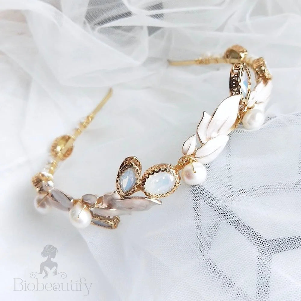 Petra Opal And Freshwater Pearl Bridal Headband