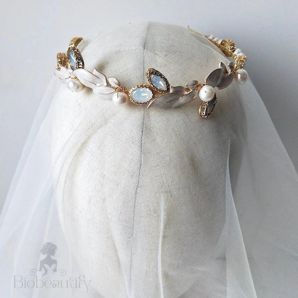 Petra Opal And Freshwater Pearl Bridal Headband