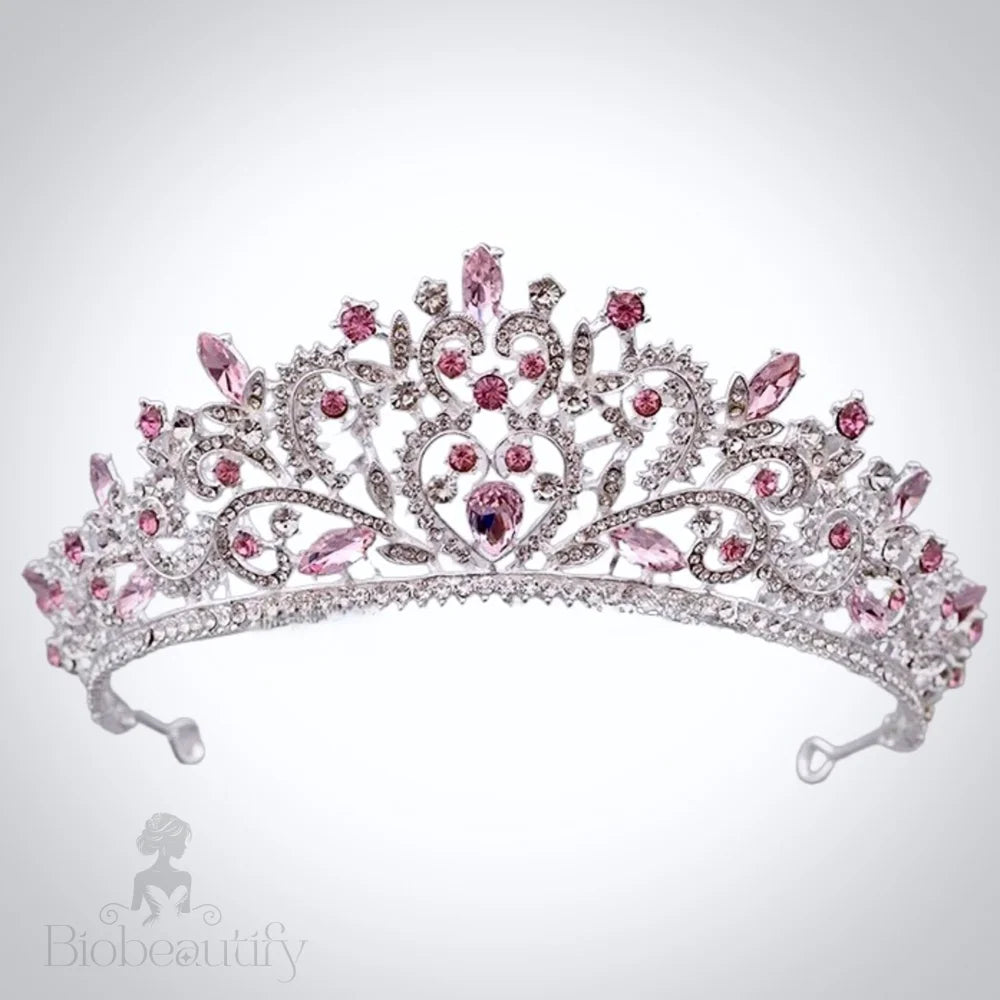 Pink Crystal Bridal Tiara Coral