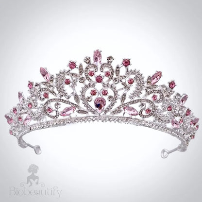 Pink Crystal Bridal Tiara Coral