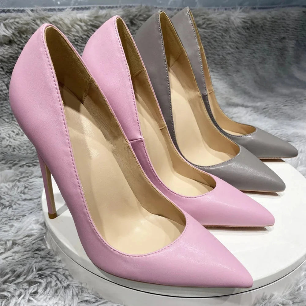 Pink Matte Pointy Toe High Heels For Women