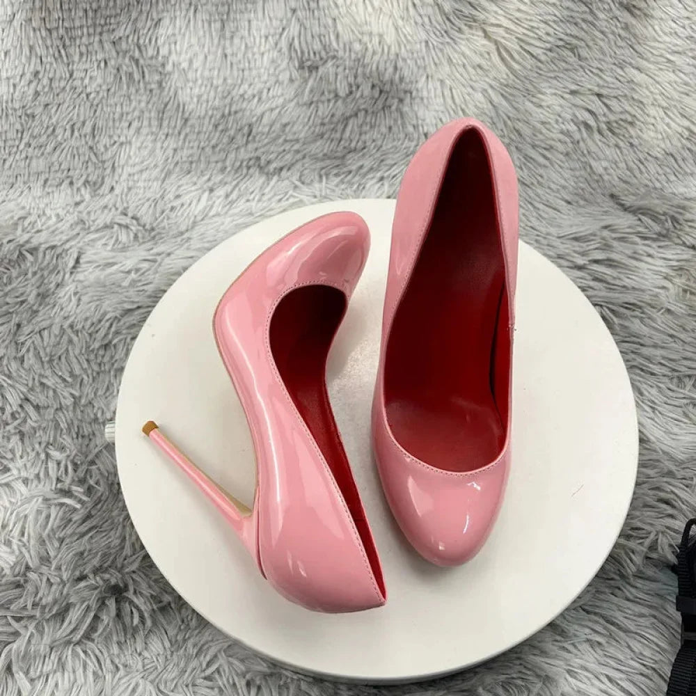 Pink Round Toe High Heel Shoes For Women