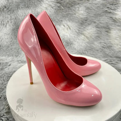 Pink Round Toe High Heel Shoes For Women