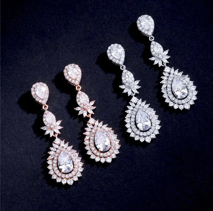 Piper Bridal Earrings With Cubic Zirconia In Rose Gold And Silver