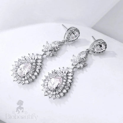 Wedding Jewelry - Cubic Zirconia Bridal Earrings - Available in Rose Gold and Silver