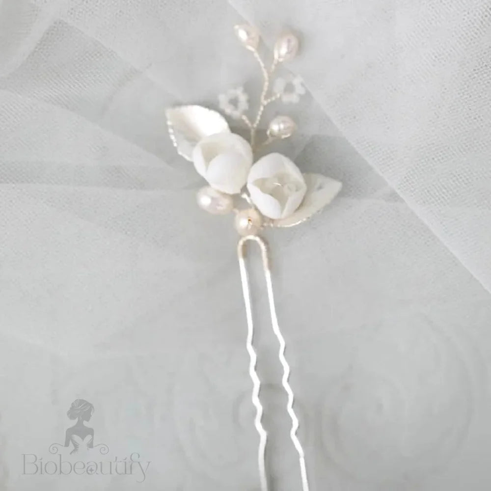 Pixie Pearl Bridal Hair Pin Set Of Three In Silver And Gold