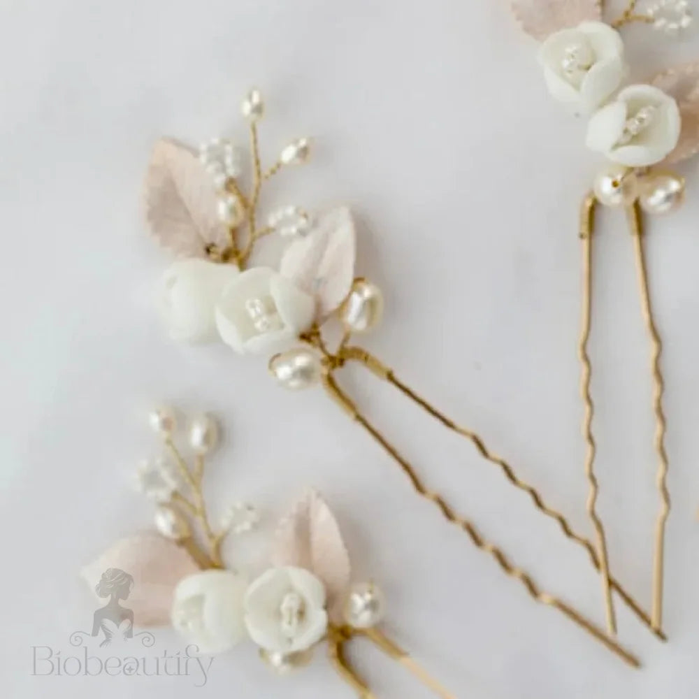 Wedding Hair Accessories -  Pearl and Opal Bridal Hair Pin Set of Three