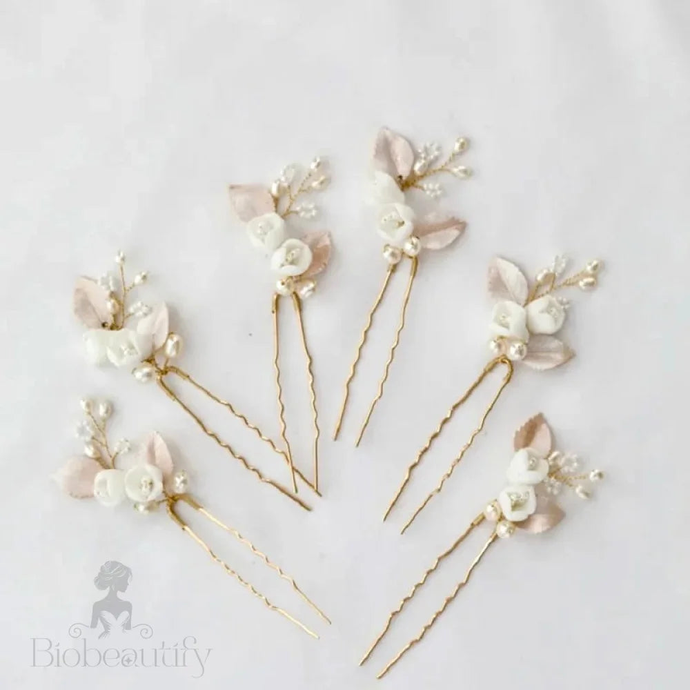 Pixie Pearl Bridal Hair Pin Set Of Three In Silver And Gold