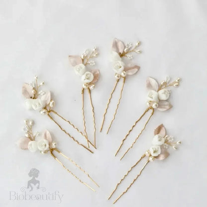 Pixie Pearl Bridal Hair Pin Set Of Three In Silver And Gold