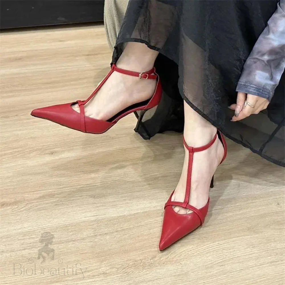 Pointed Toe Buckle Strap Women Pump High Heels For Party Prom