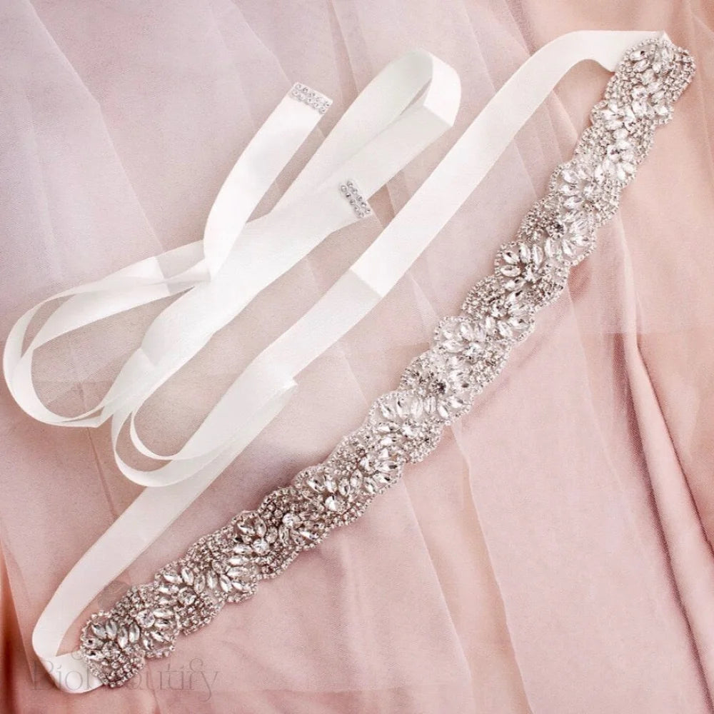 Portia Silver Crystal Bridal Sash