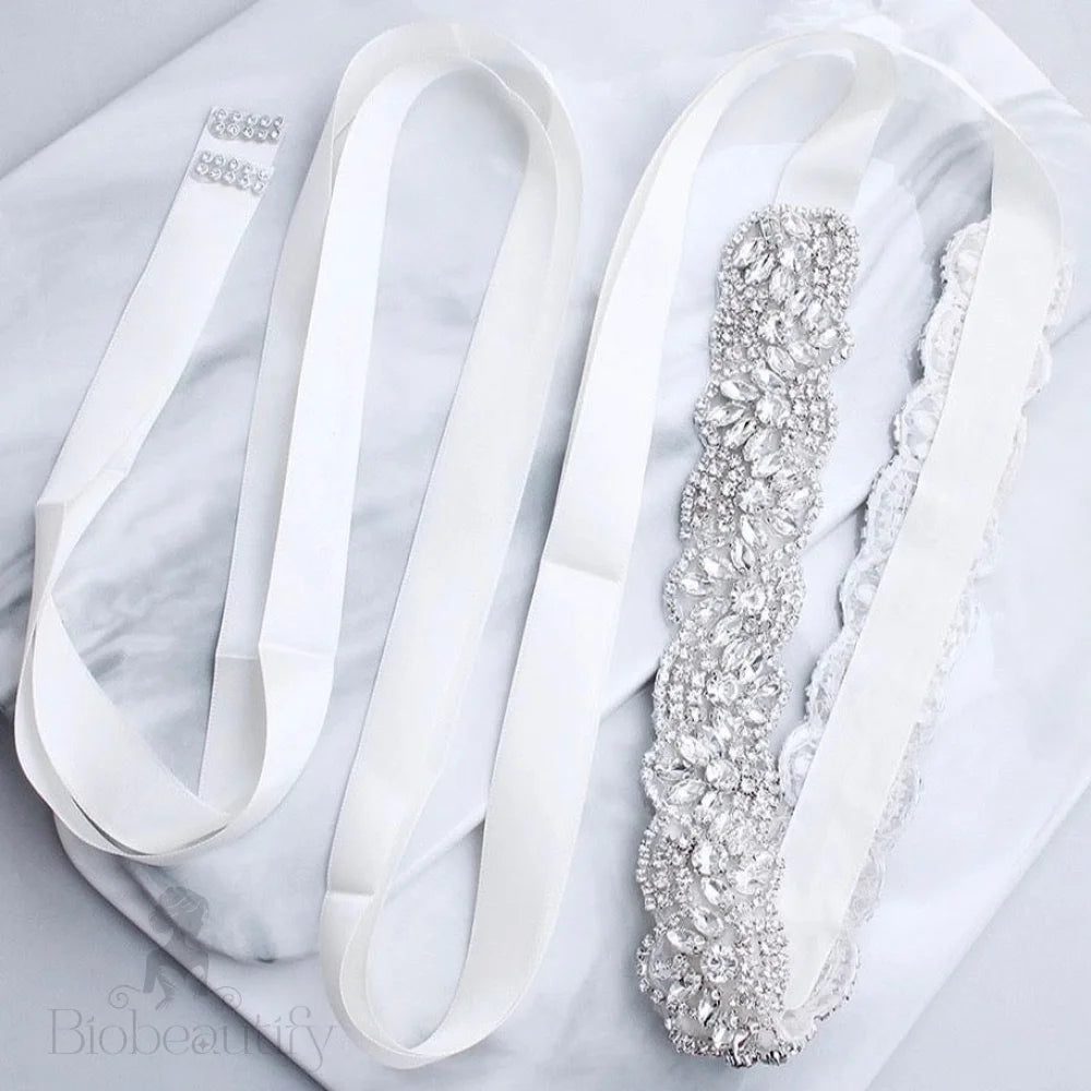 Portia Silver Crystal Bridal Sash