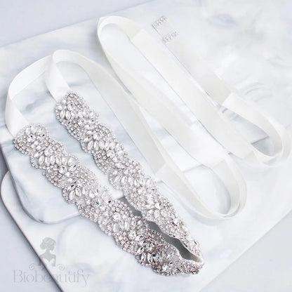 Portia Silver Crystal Bridal Sash