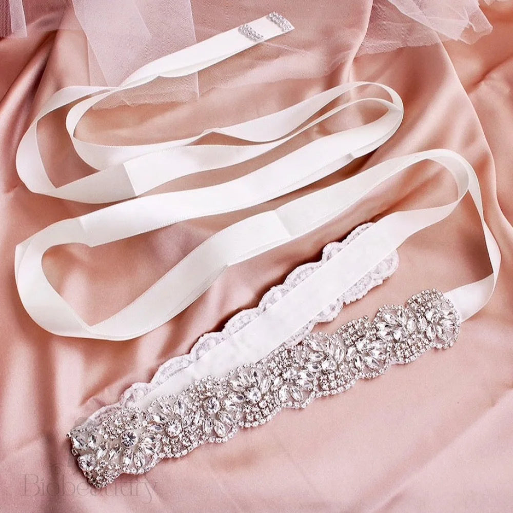 Portia Silver Crystal Bridal Sash