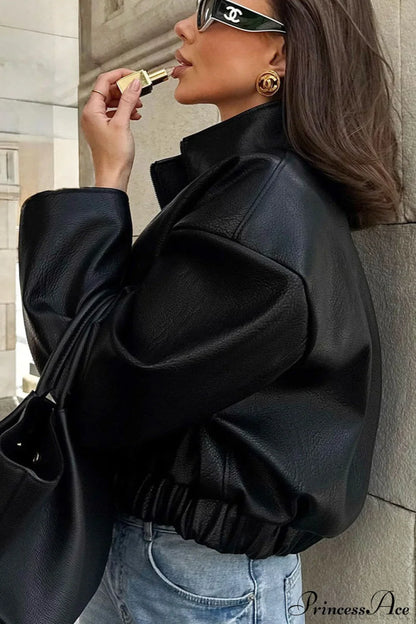 Premium Black PU Leather Jacket Coat