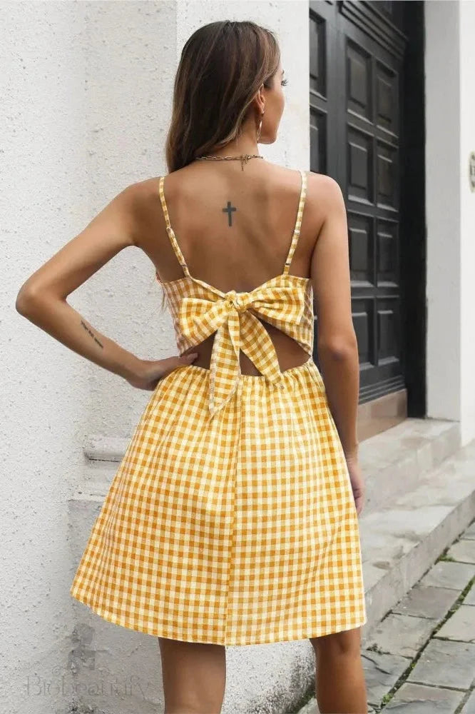 Printed Backless Mini Dress With Spaghetti Straps