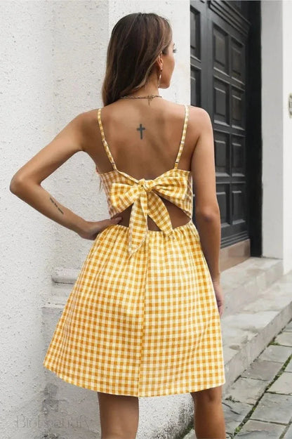 Printed Backless Mini Dress With Spaghetti Straps