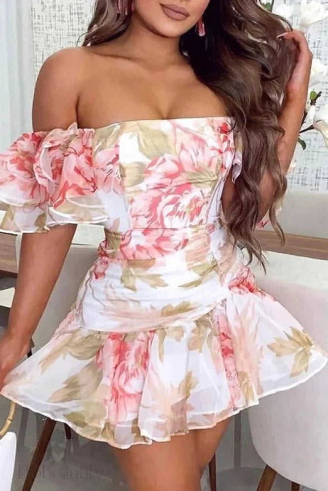 Printed Strapless Slim Fit Mini Dress