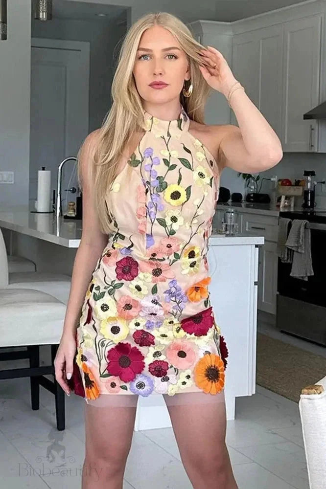 Printed Straps Sleeveless Mini Dress