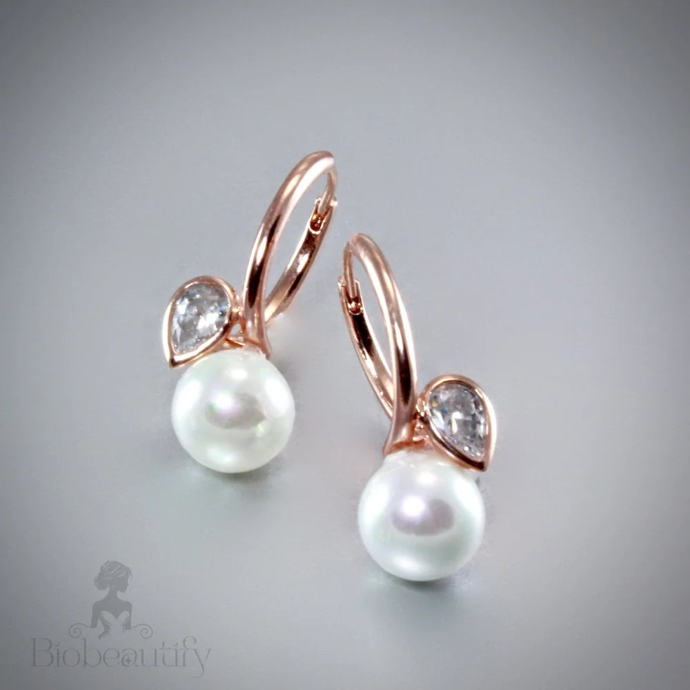 Promise - Pearl Bridal Earrings - Available in Rose Gold and Silver