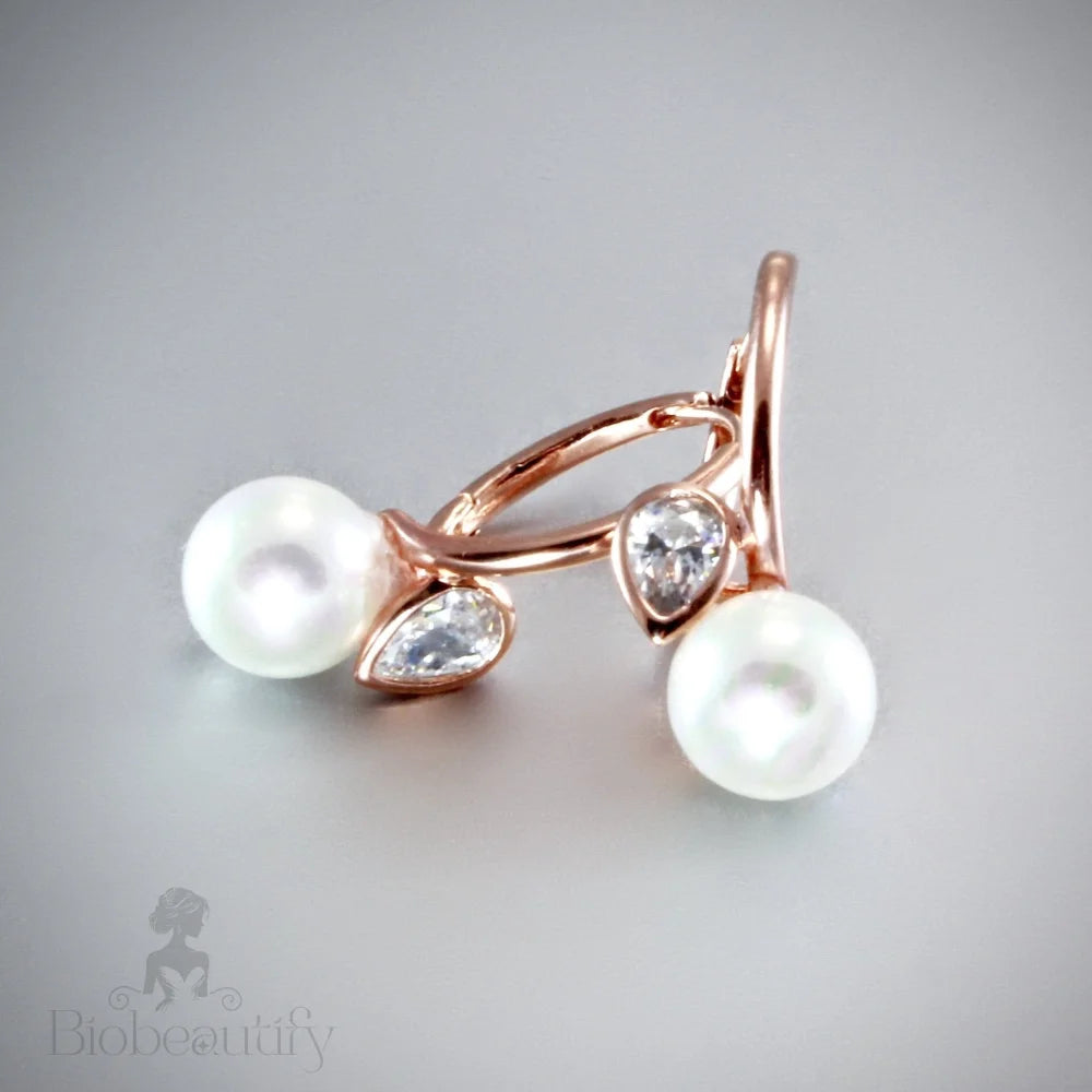 Promise Pearl Bridal Earrings In Rose Gold And Silver