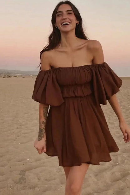 Puff Sleeve Off Shoulder A-Line Mini Dress