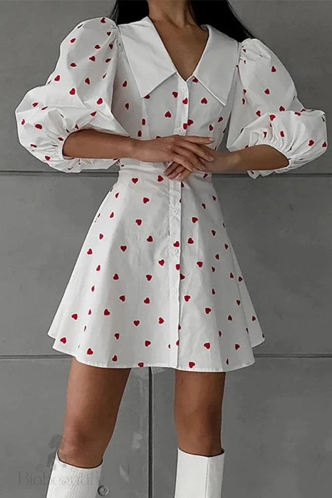 Puff Sleeve Patchwork Mini Dress