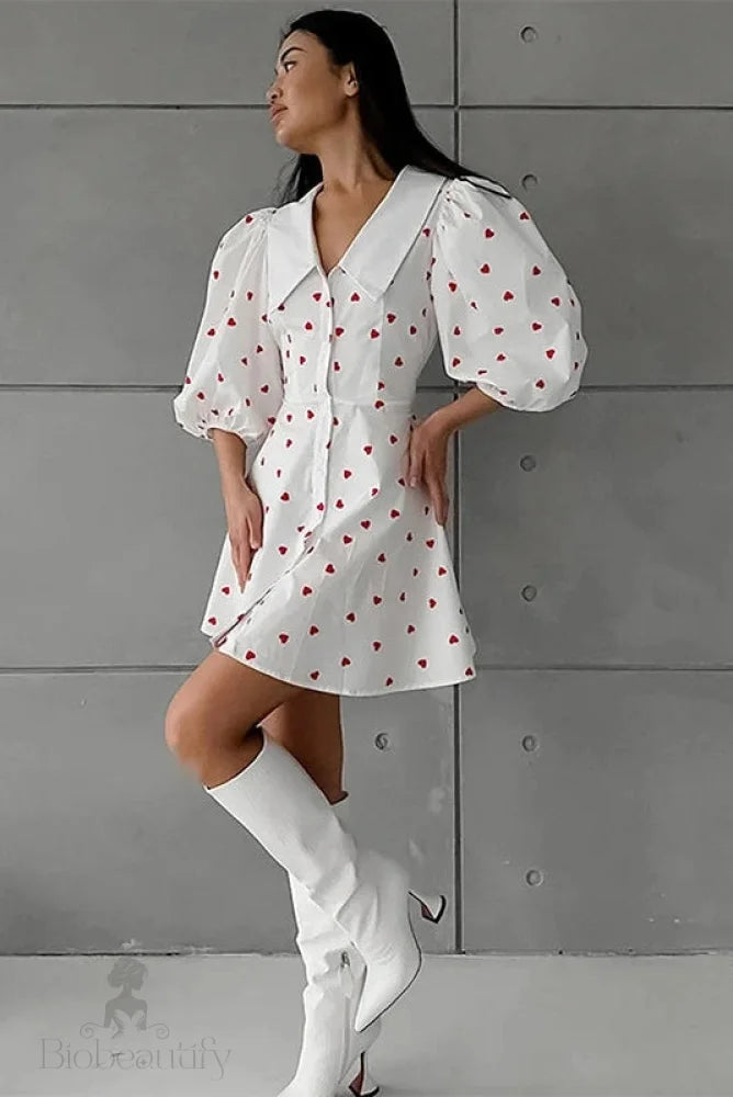 Puff Sleeve Patchwork Mini Dress