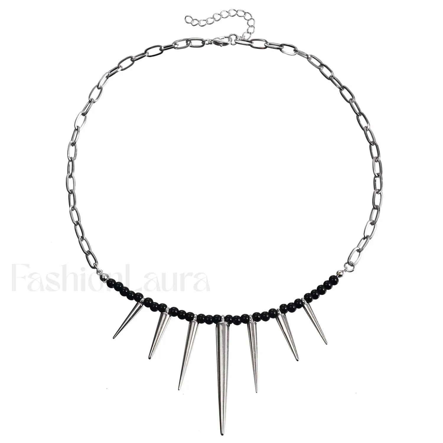 Punk Chain Black Pearl Studded WHITE
