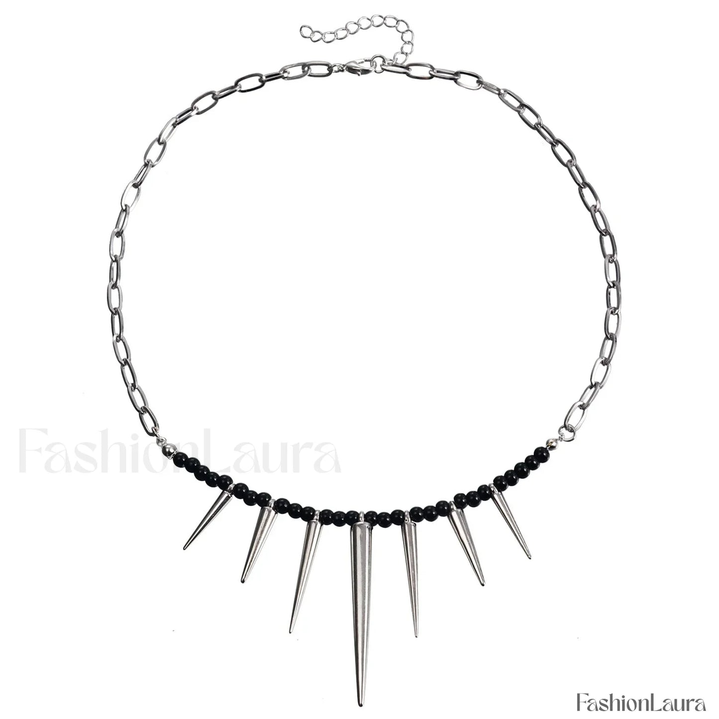 Punk Chain Black Pearl Studded WHITE
