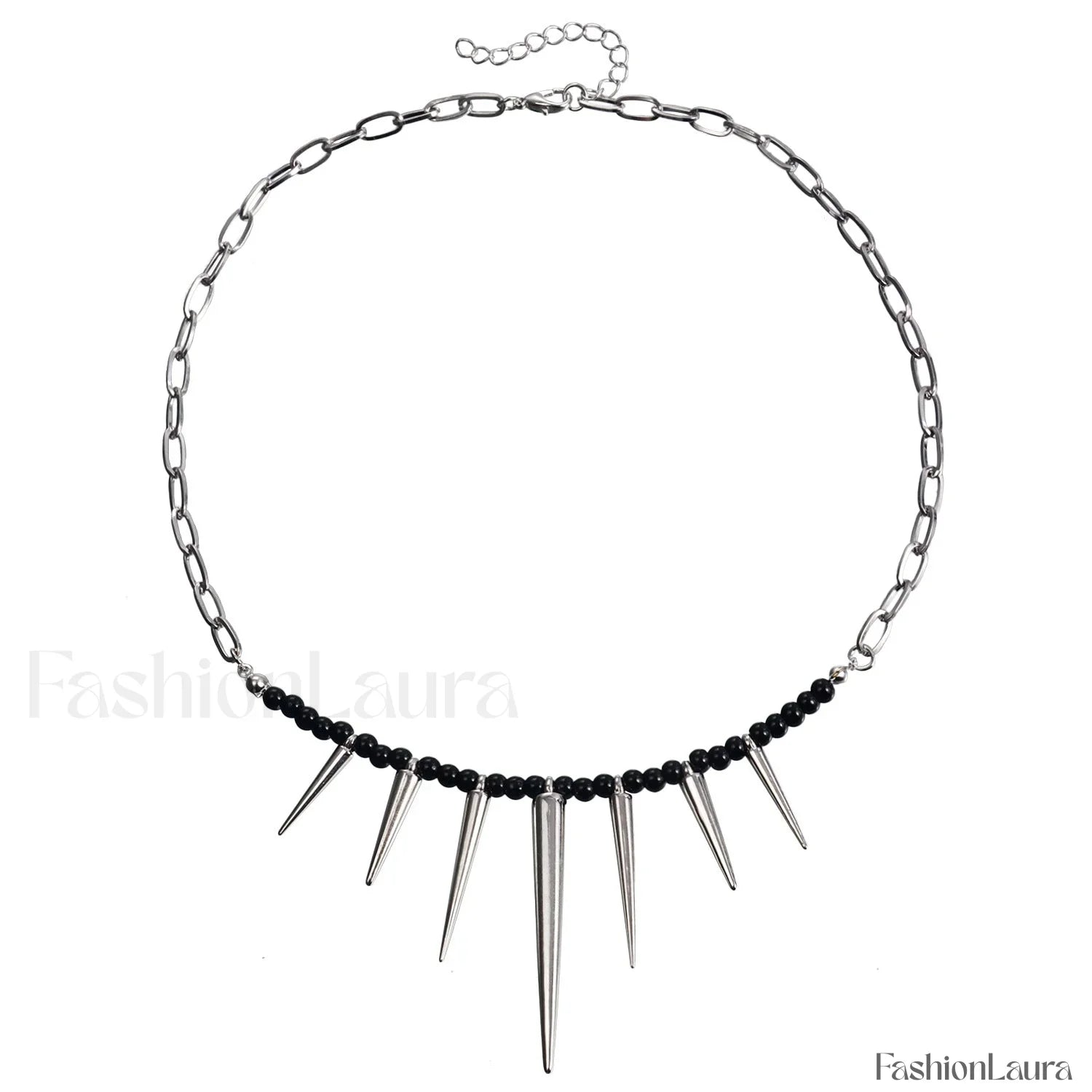 Punk Chain Black Pearl Studded WHITE