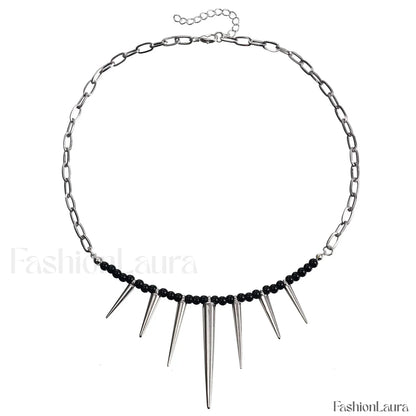 Punk Chain Black Pearl Studded WHITE