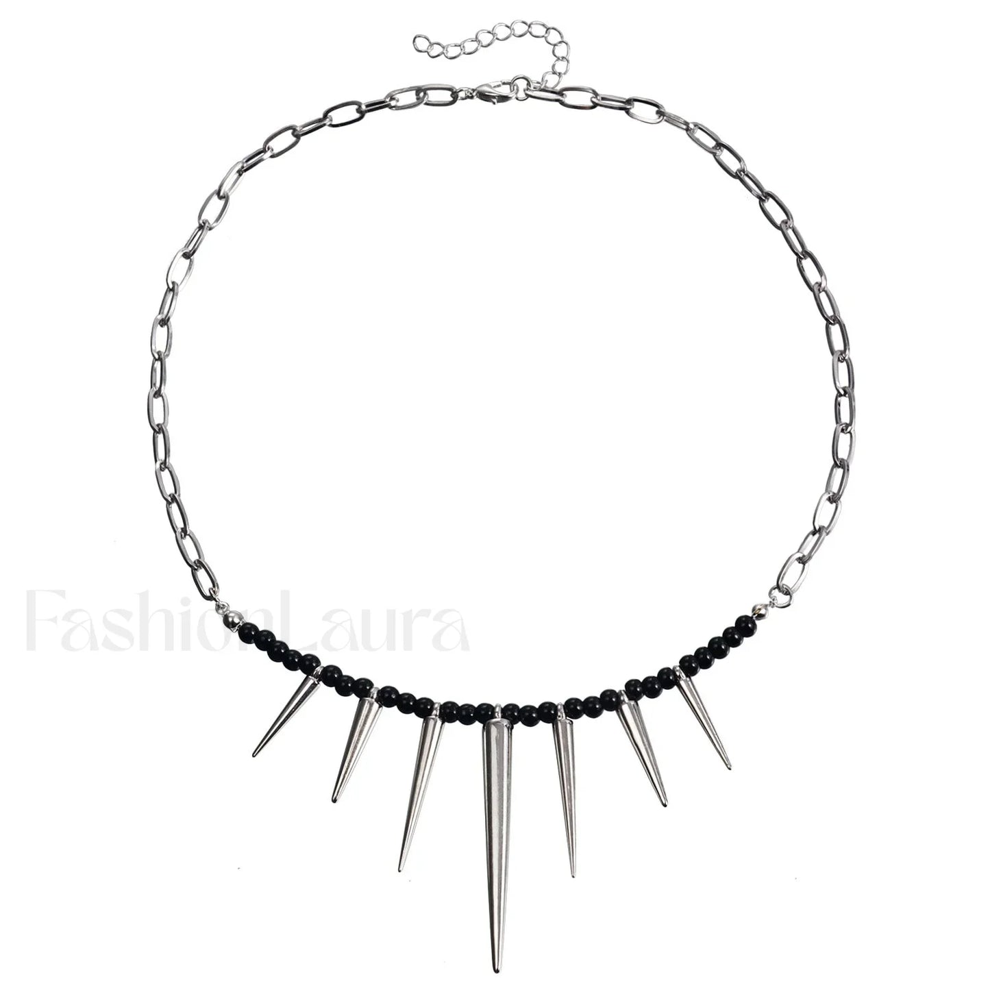 Punk Chain Black Pearl Studded WHITE