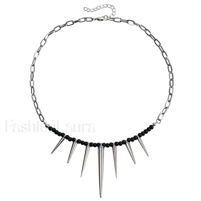 Punk Chain Black Pearl Studded WHITE