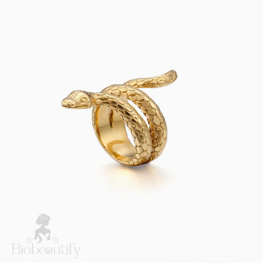 Punk Style Gold Embossed Wrap Around Snake Ring One Size /