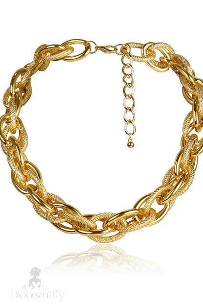 Punk Style Lock Choker Necklace Gold