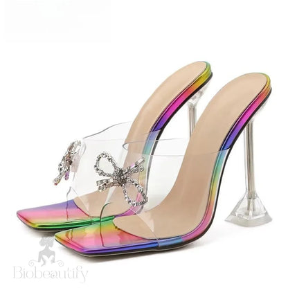 Pvc Transparent Crystal Sun Flowers Buckle Slipper For Women Color / 41