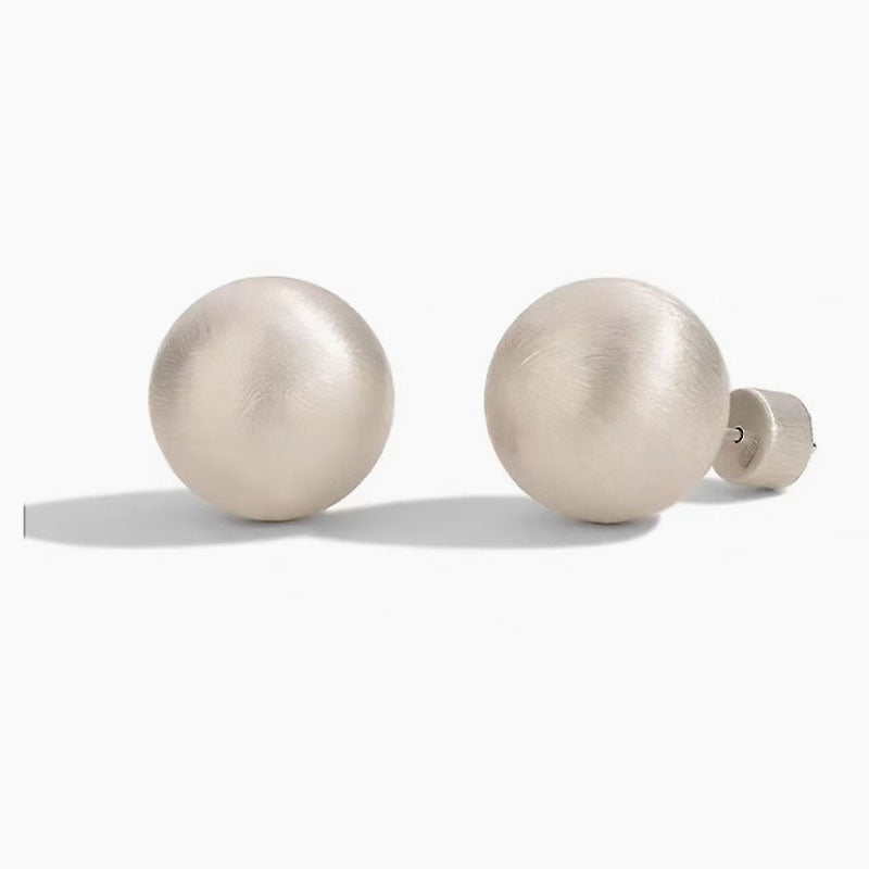 Brushed Satin Finish Sterling Silver Ball Stud Earrings / Small
