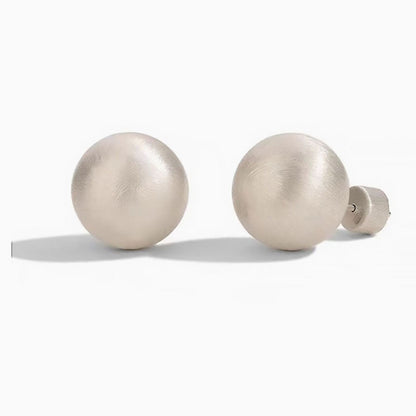 Brushed Satin Finish Sterling Silver Ball Stud Earrings / Small
