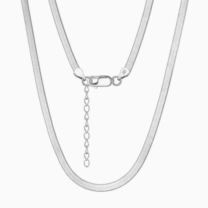 Sided Snake Flat Chain Necklace In Sterling Silver 3Mm / 16’’
