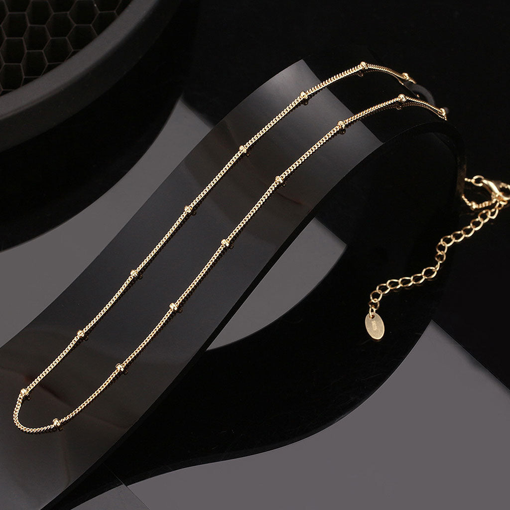Quiet Luxury Tiny Bead 1Mm Sterling Silver Curb Chain Necklace