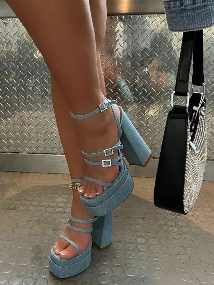 Ramona Denim High Heels 7 /