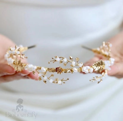 Reatta Opal Freshwater Pearl Bridal Headband