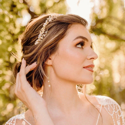 Reatta Opal Freshwater Pearl Bridal Headband