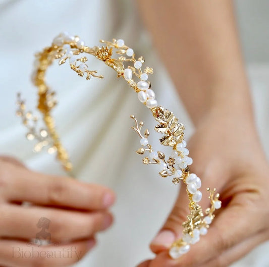 Reatta Opal Freshwater Pearl Bridal Headband