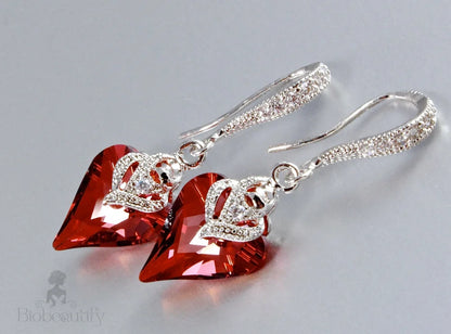 Red Heart Swarovski Crystal Earrings - Endless Love