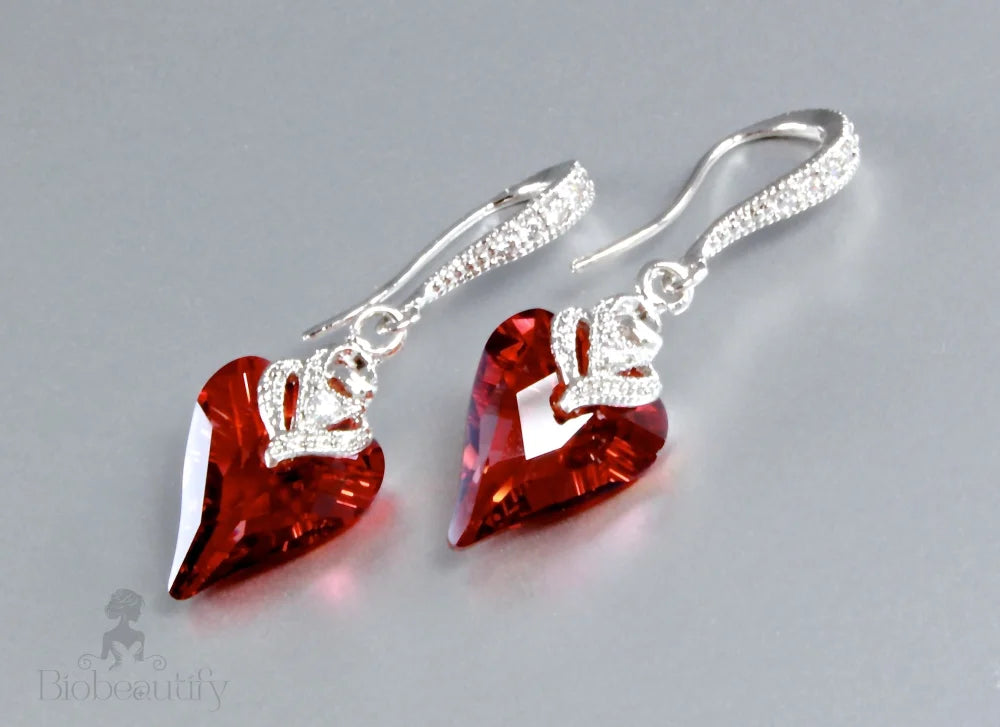 Red Heart Swarovski Crystal Earrings - Endless Love