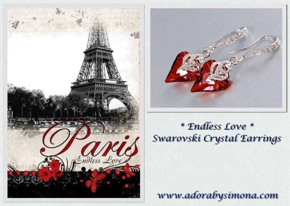 Red Heart Swarovski Crystal Earrings - Endless Love