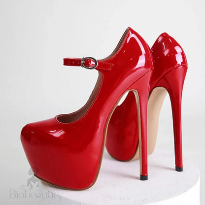 Red High Heels Platform Pumps For Women - 17Cm